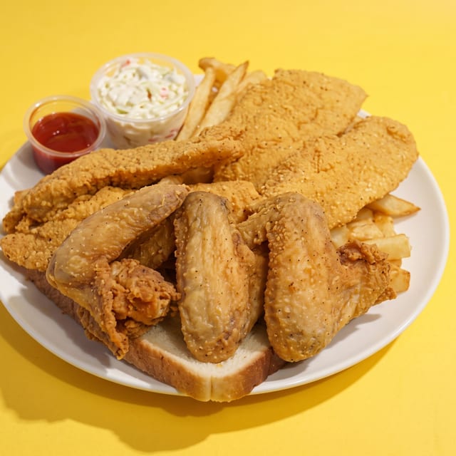 3 PC Wings & 2 PC Tilapia.