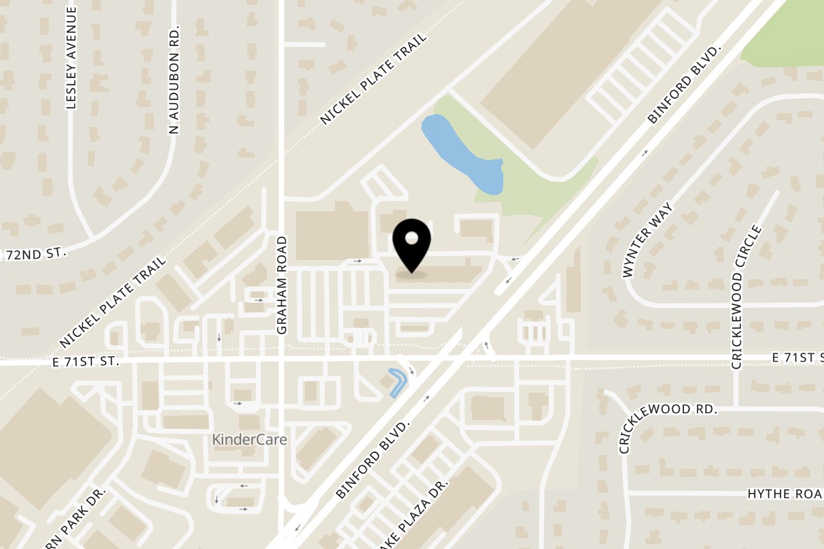 Map showing the location of Golden's Fish & Chicken on 5868 E 71st St Ste D in Indianapolis